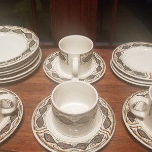 Coffee/Tea Stoneware Set by Majesticware, "Canyon" Pattern